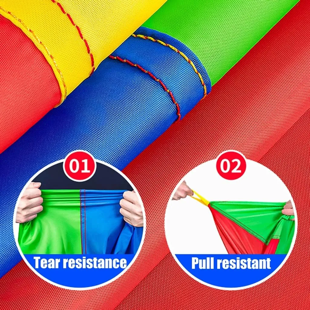 Play Parachute Nursery Parachute Games | School Sports Day Parachute Games | Tear Resistant 210T Polyester Taffy Fabric(12m/39.3ft)