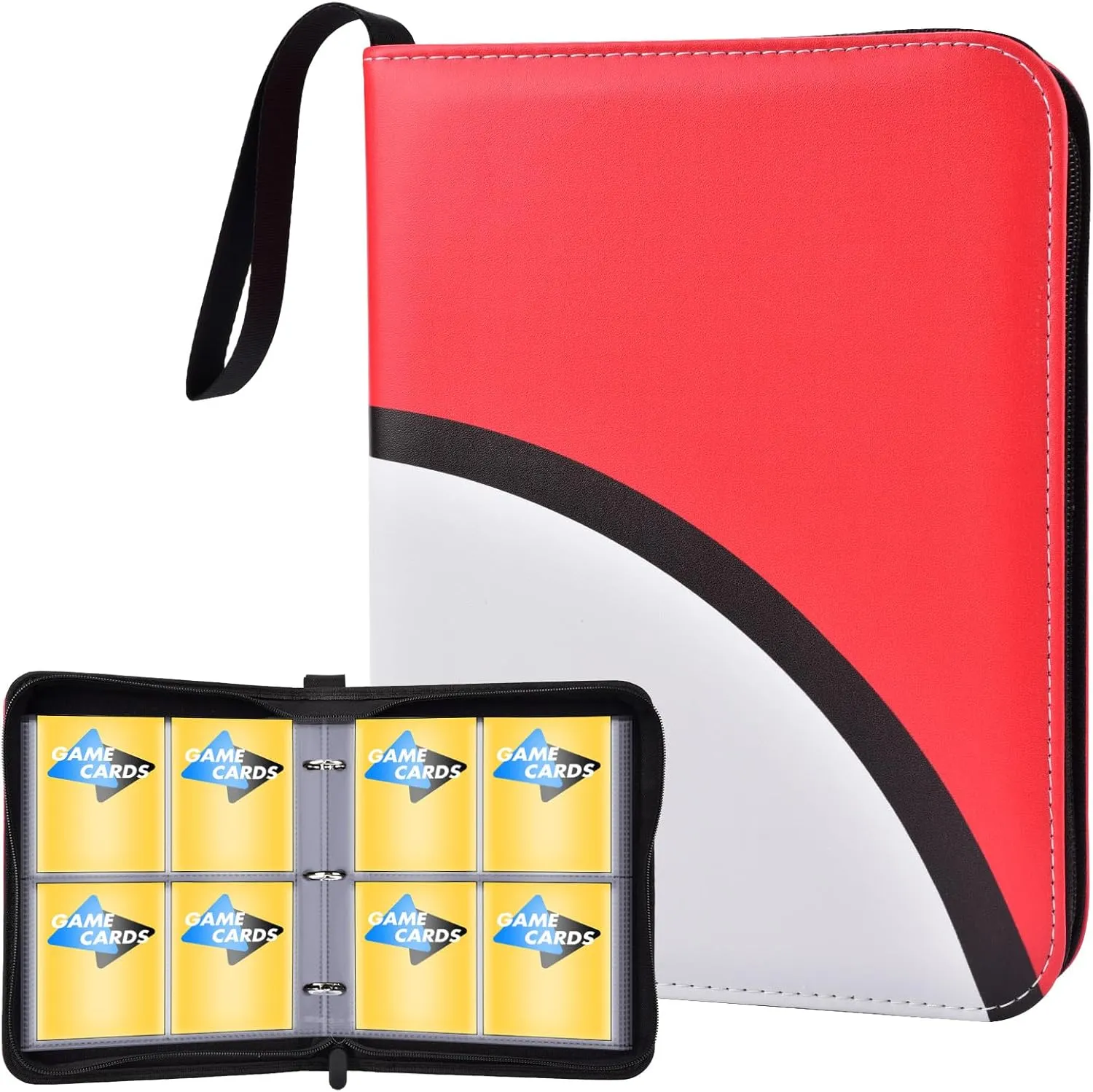 Portable 4-Pocket Trading Card Binder, Holds 440 Cards with 55 Removable Sleeves Baseball Card Binder, Compact Card Album Organizer for Game & Sports Cards