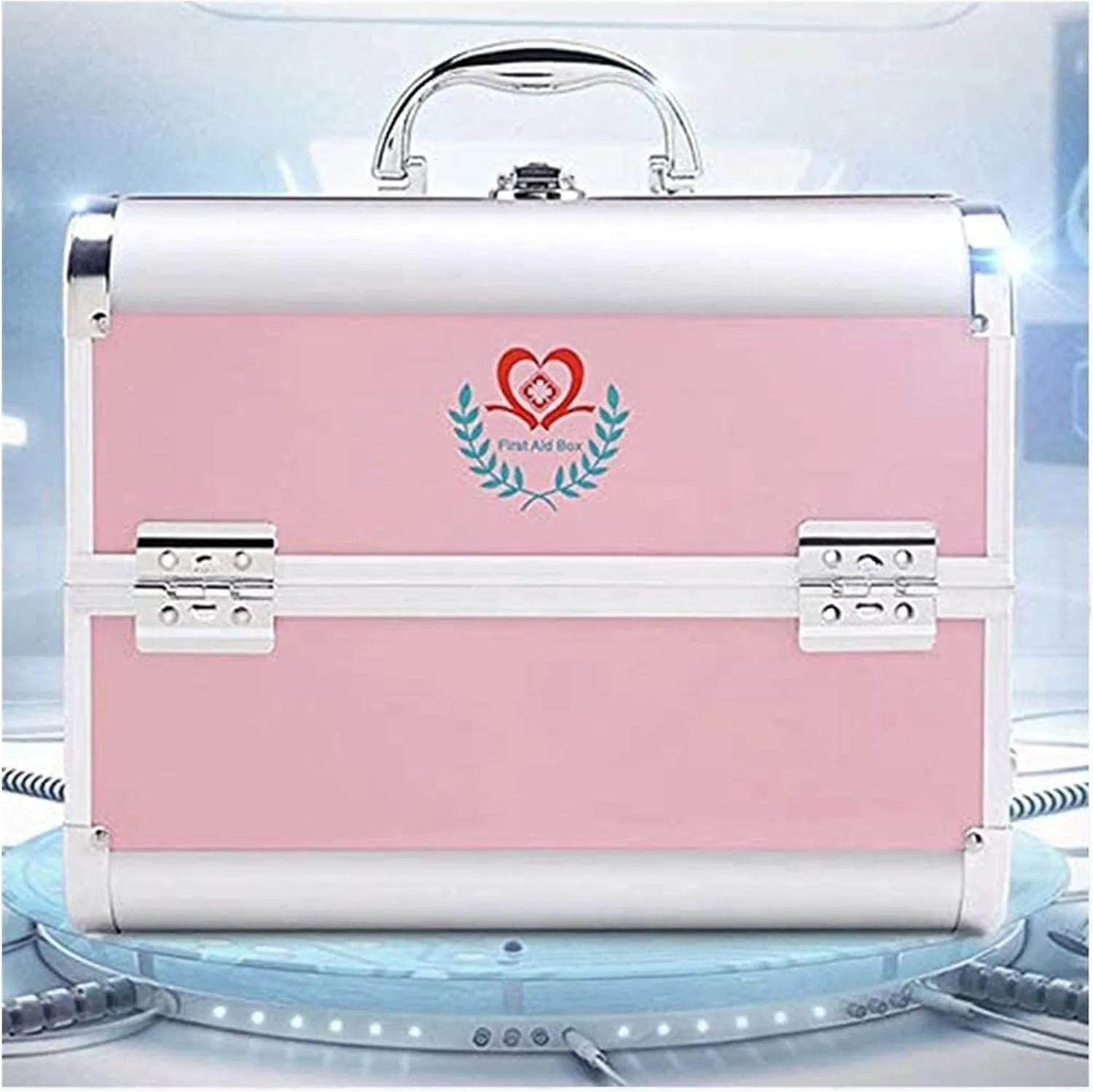 Portable First Aid kit Bag Aluminum Alloy Combination Lock Box Diagnosis Rescue Box Car Emergency Box Medicine Cabinet for Trucks, Car, Camping and Outdoor Preparedness 1023 (Pink S), Small