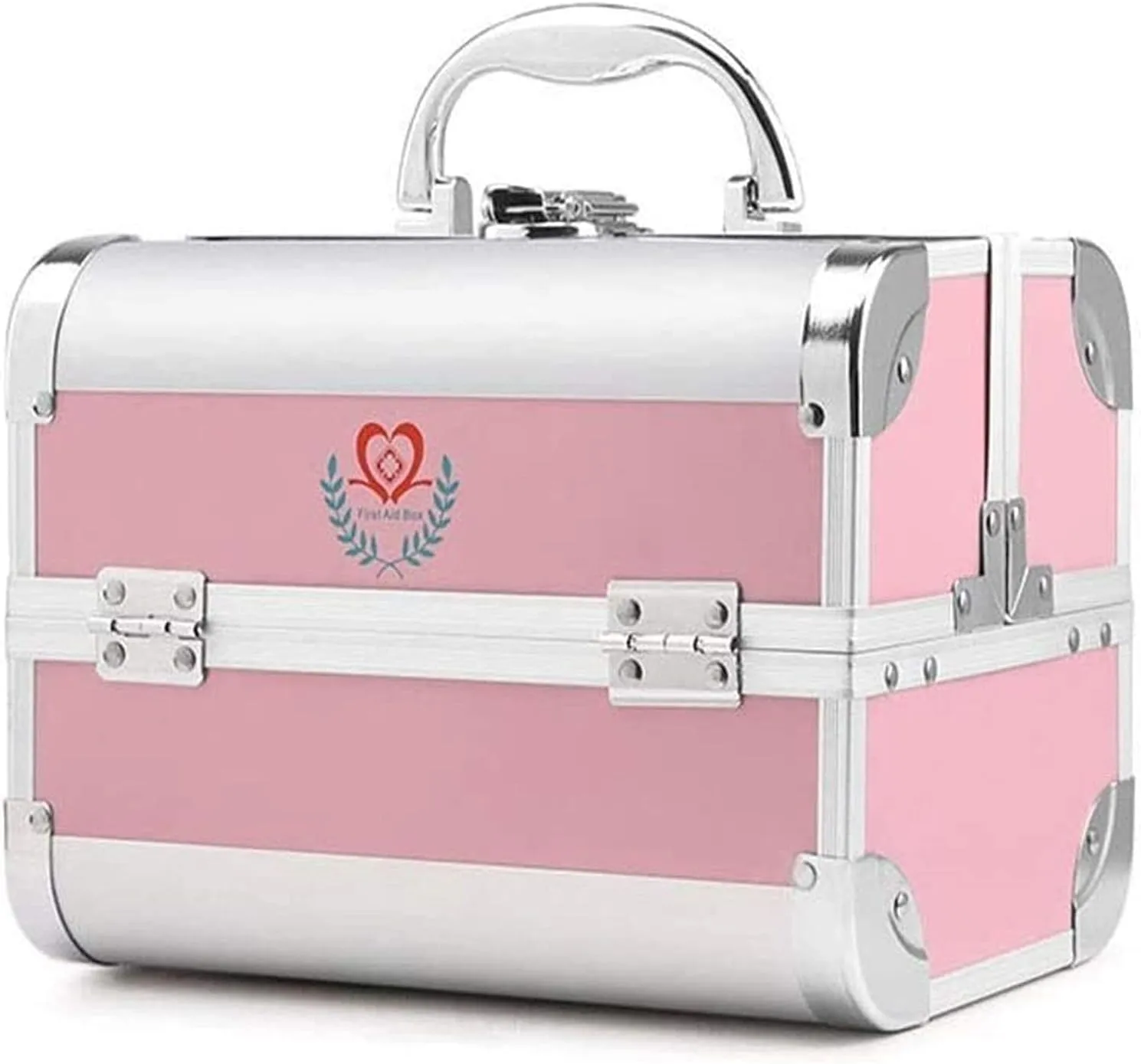 Portable First Aid kit Bag Aluminum Alloy Combination Lock Box Diagnosis Rescue Box Car Emergency Box Medicine Cabinet for Trucks, Car, Camping and Outdoor Preparedness 1023 (Pink S), Small