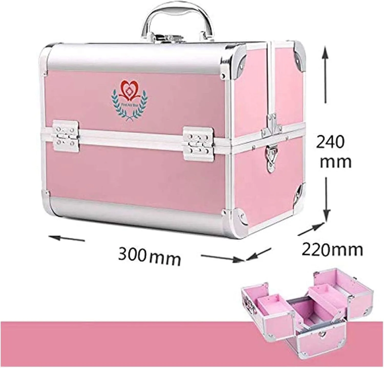 Portable First Aid kit Bag Aluminum Alloy Combination Lock Box Diagnosis Rescue Box Car Emergency Box Medicine Cabinet for Trucks, Car, Camping and Outdoor Preparedness 1023 (Pink S), Small