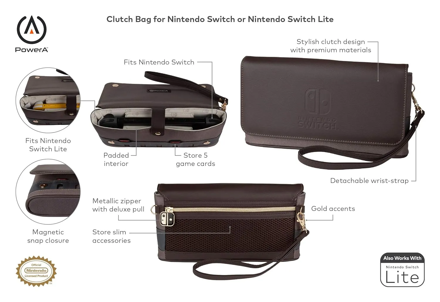 PowerA Clutch Bag for Nintendo Switch or Nintendo Switch Lite, Carrying Case, Storage Case, Console Case, Fashion, Style - Nintendo Switch