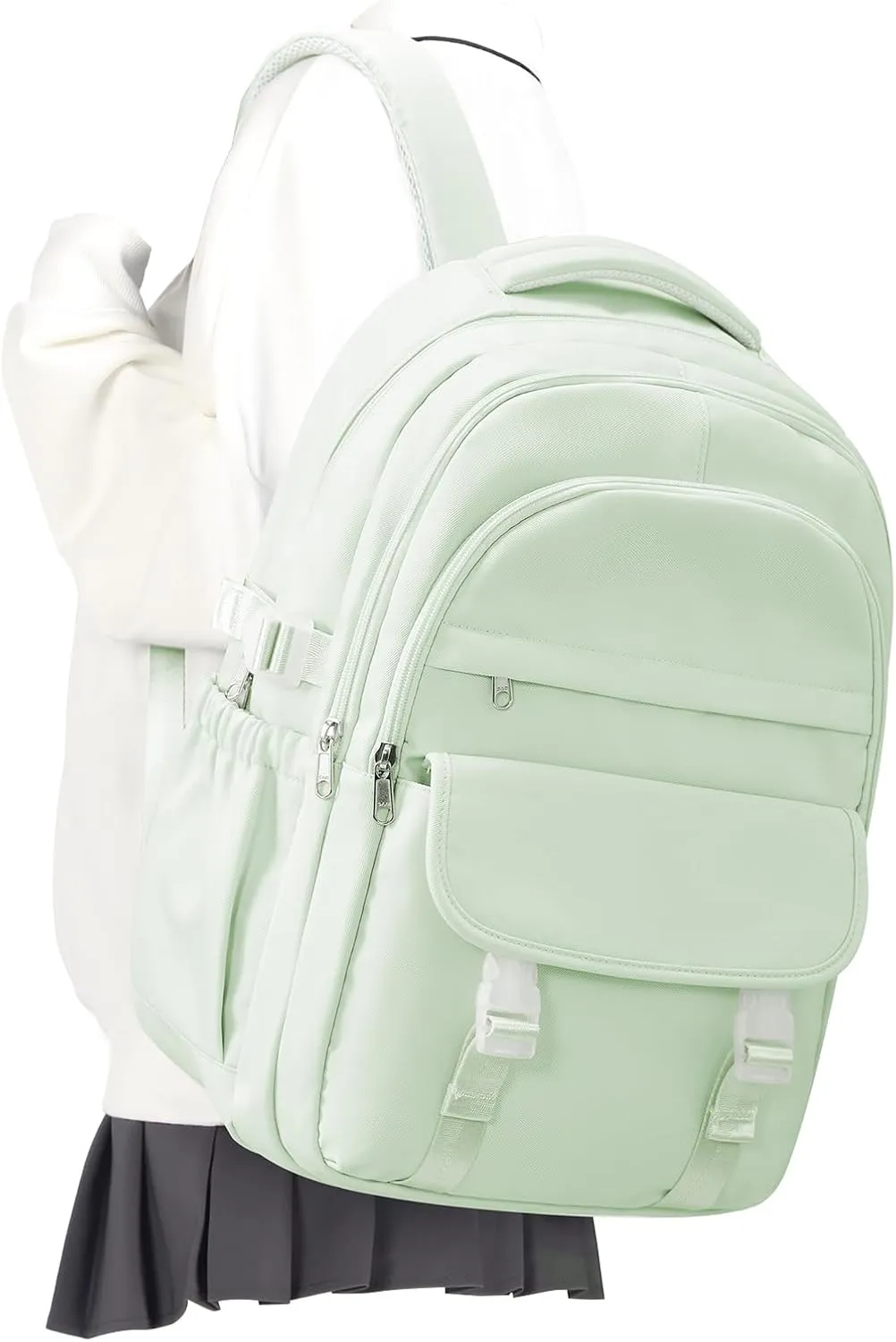 Preppy Middle School Backpack for Teens Girls Boys Waterproof Backpack with Lots of Pockets College Backpacks for Women Men Cute School Bag for Students（MintGreen）