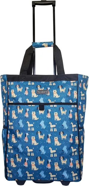 Printed Rolling Shopping Bag, 20L x 14H x 8D inches, Dog Pattern