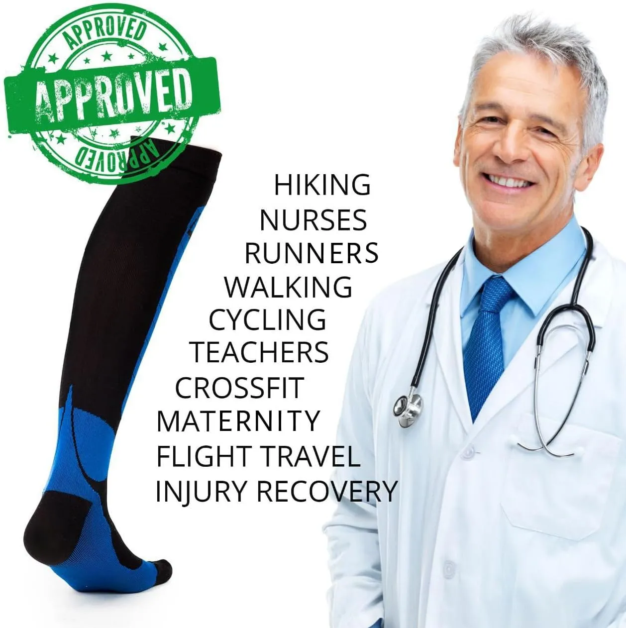 Professional Compression Socks 20-30 mmHg, Medical, Orthopedic Support, Nursing