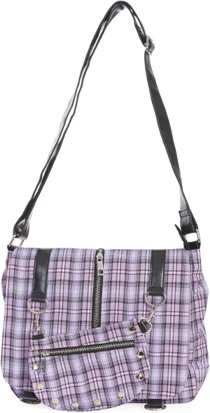Punk Plaid Print Tartan Messenger Shoulder Bag Crossbody Handbag Women's Purse