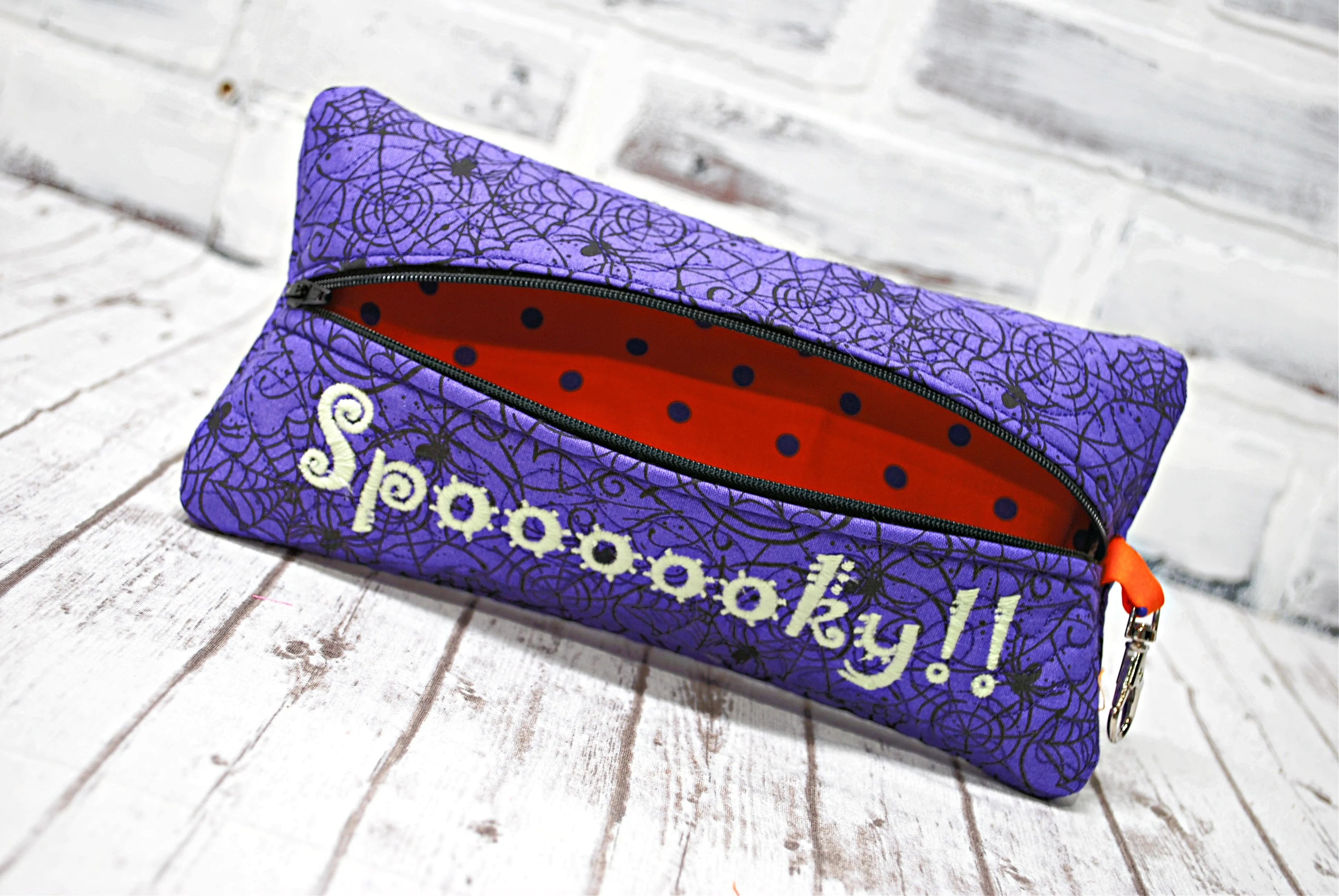 Purple Spiderwebs Personalized Quilted Pouch