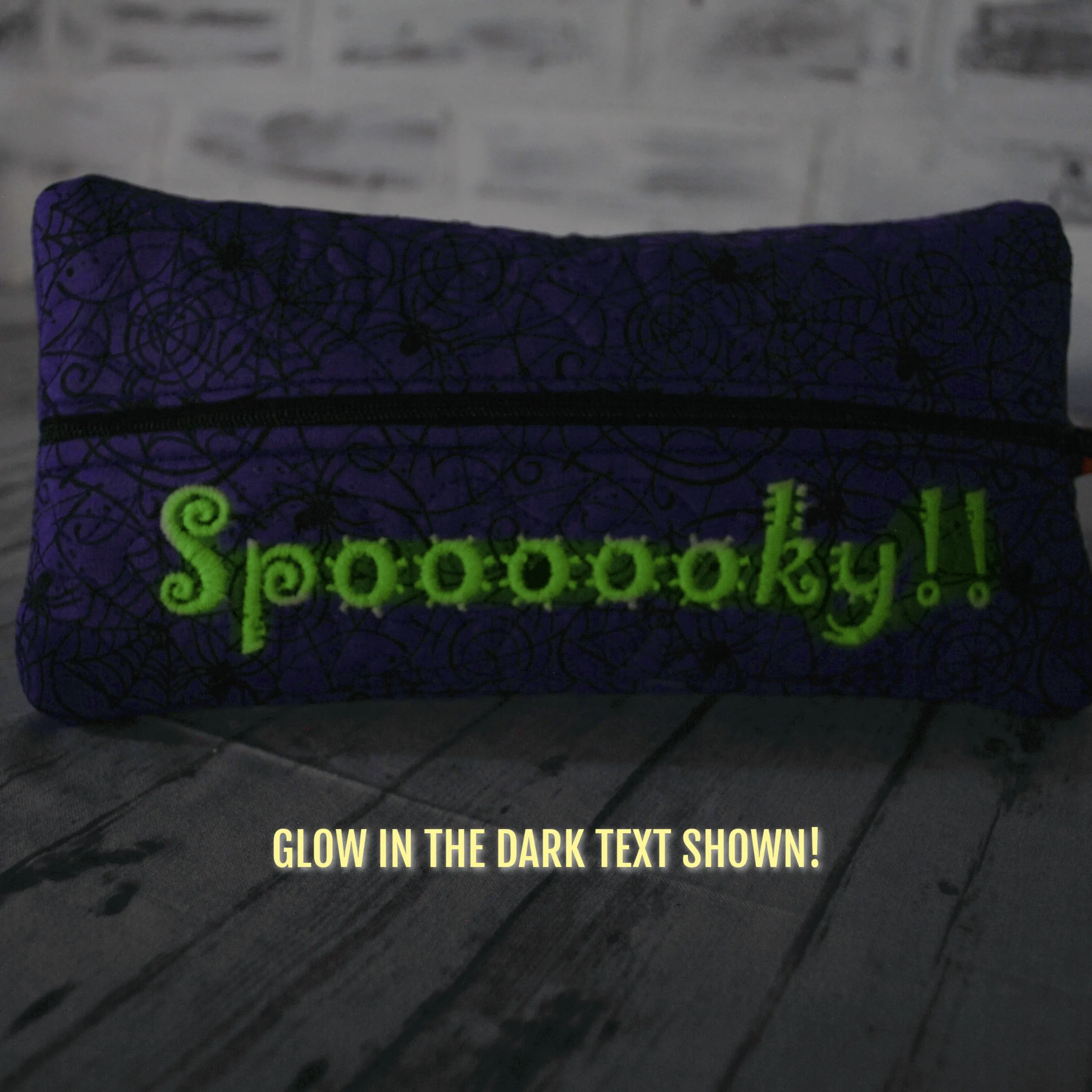 Purple Spiderwebs Personalized Quilted Pouch