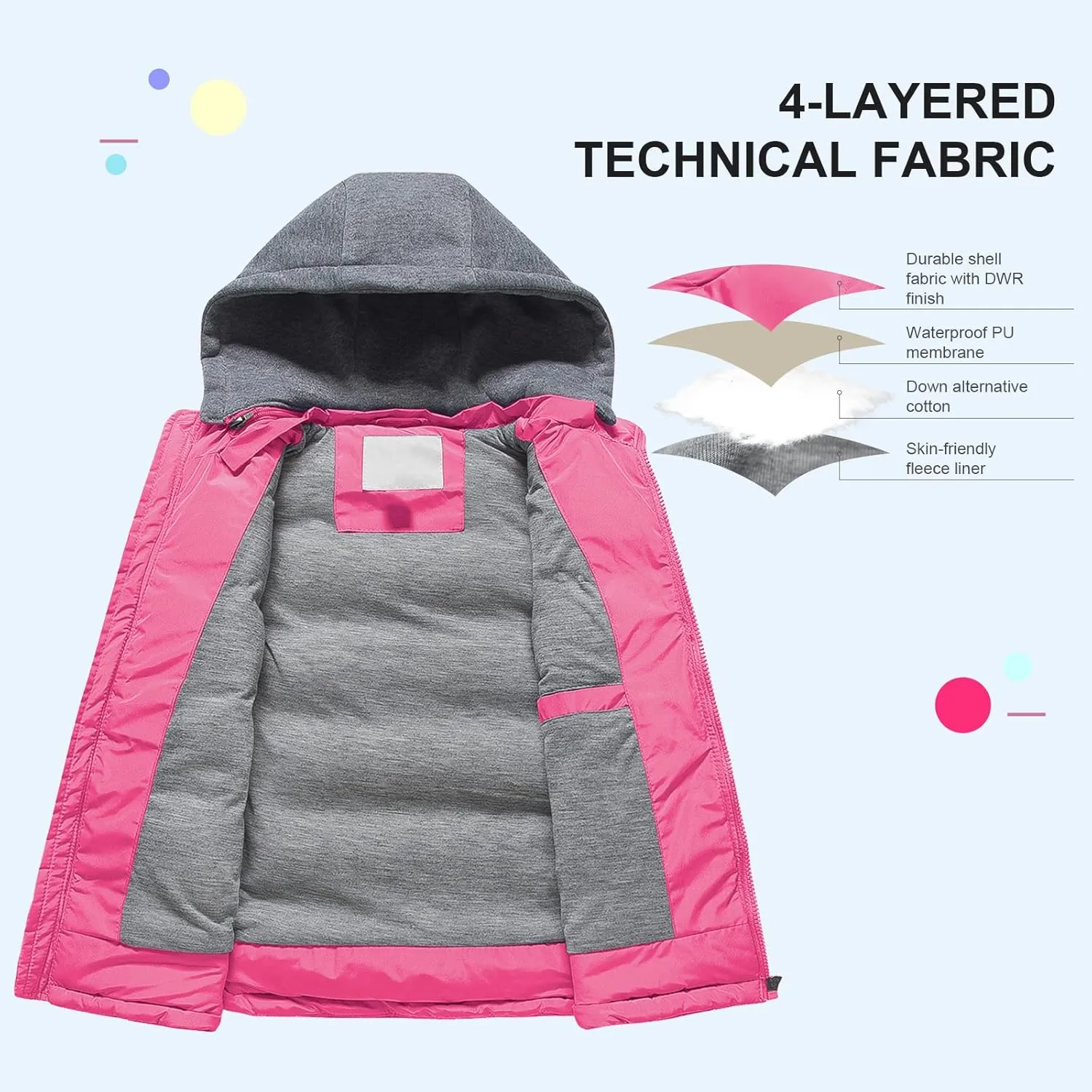 Pursky Girl's and Boy's Warm Puffer Vest Coat Water Resistant Sleeveless Jacket With Detachable Hood for 6-14Y
