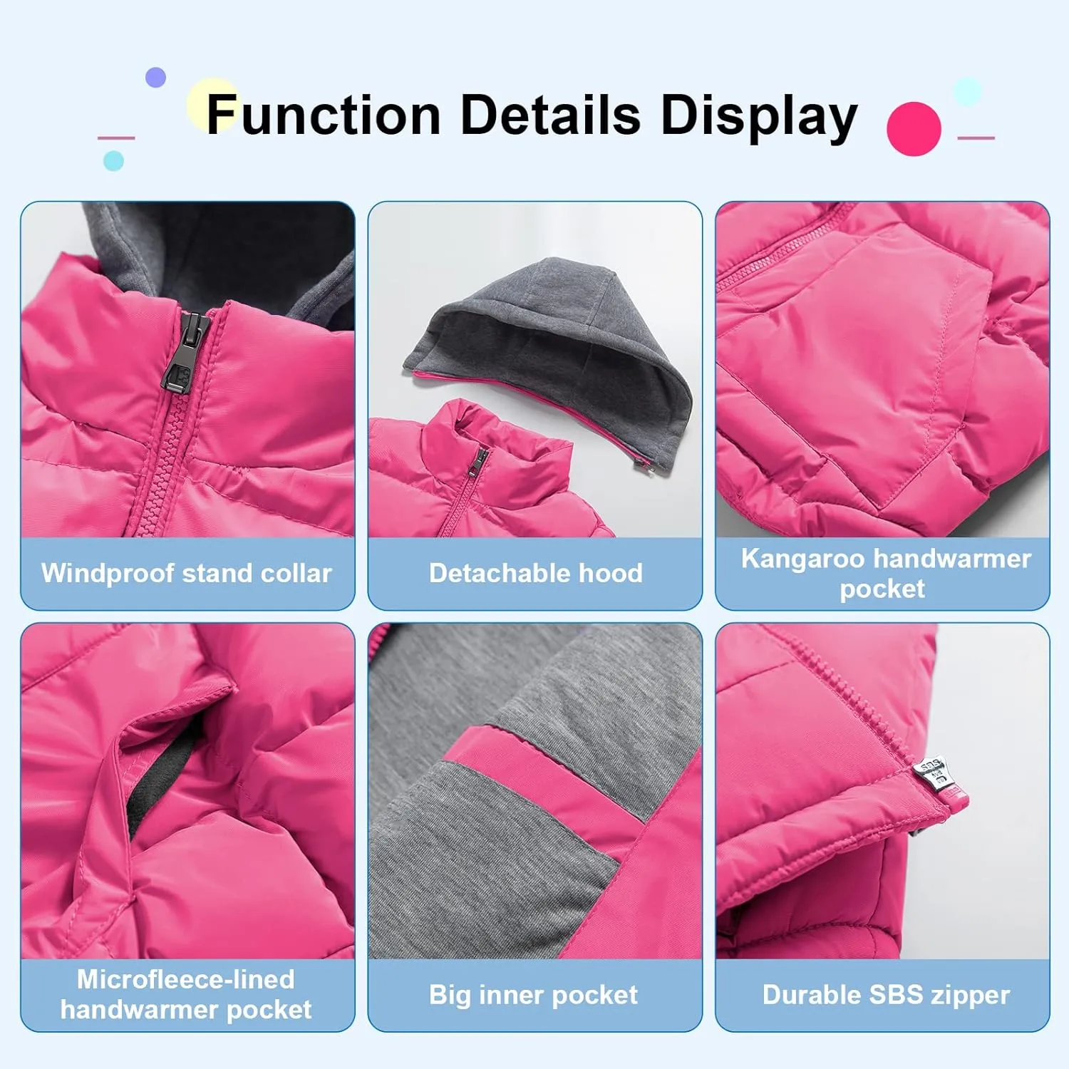 Pursky Girl's and Boy's Warm Puffer Vest Coat Water Resistant Sleeveless Jacket With Detachable Hood for 6-14Y