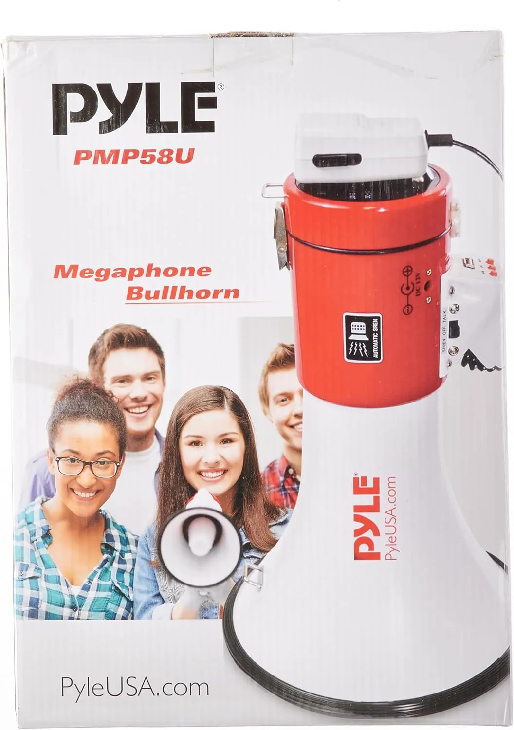PylePyle Portable Megaphone Bullhorn Speaker - 50W, 1200 Yard Range, Built-in Siren, Adjustable Volume Control and Microphone, Perfect for Outdoor Sports, Cheerleading, Safety Drills, and More