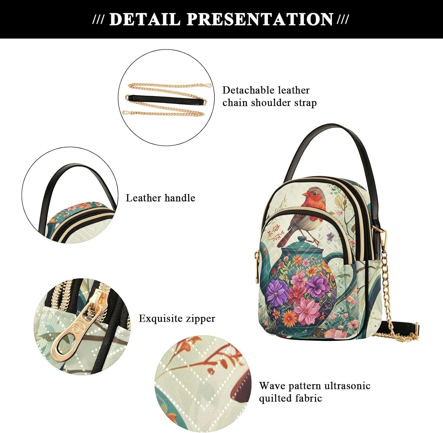 Quilted Crossbody Bag Small Shoulder Purse Women's Handbags Phone Purse with Chain