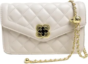 Quilted Leather Crossbody Bags for Women Trendy Ladies Shoulder Purse Satchel HandBag with Chain Strap