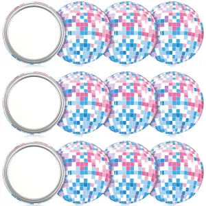 Qunclay 12 Pcs Disco Ball Compact Mirror 2.76 Inch Vintage Round Pocket Mirror Makeup Mini Mirror Handheld Portable Mirror for Purse, Women Gift Disco Party Supply Travel Daily (Multicolor)