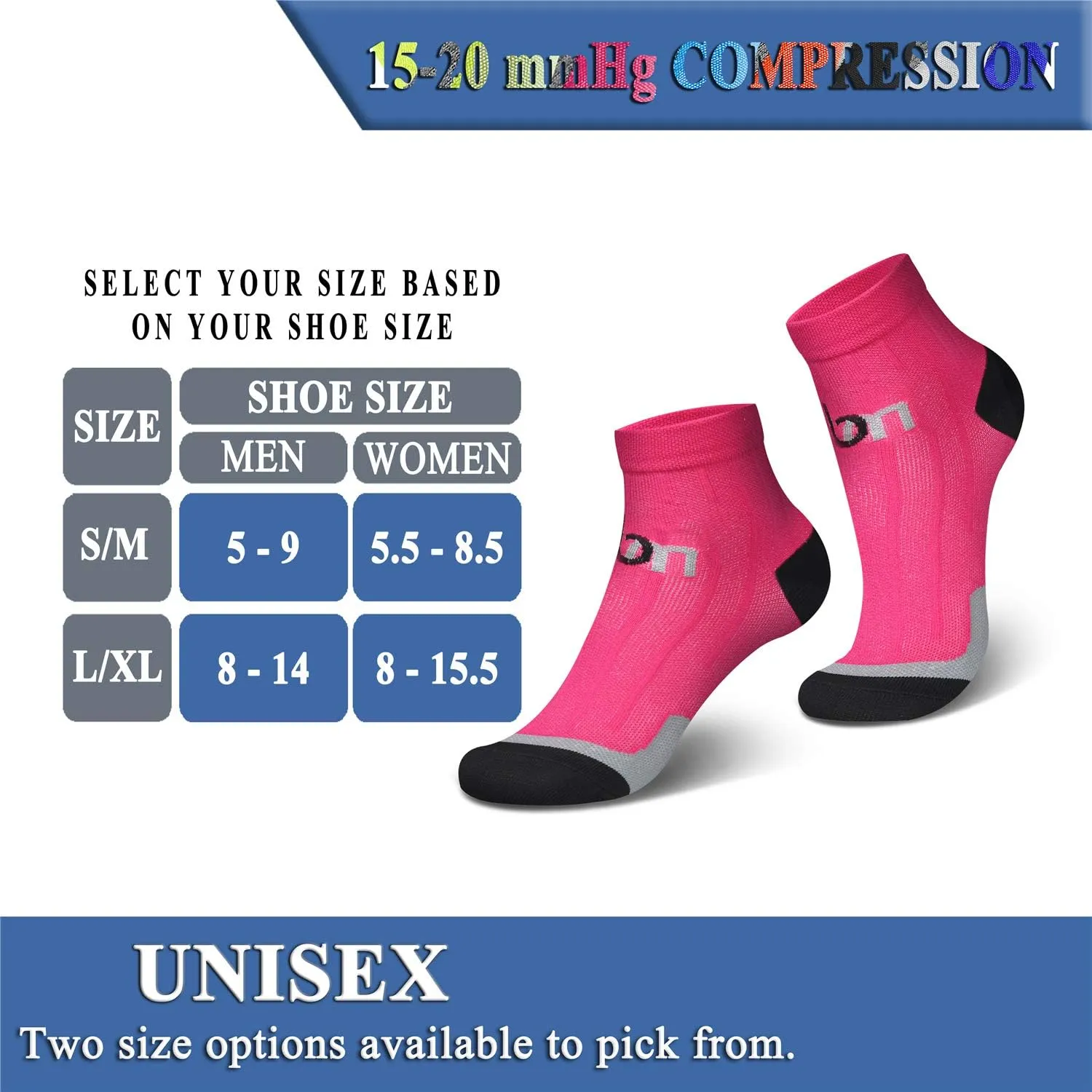 QUXIANG Compression Socks for Women & Men Circulation 3/6/7 Pairs Arch Ankle Support 15-20 mmHg Best for Running Cycling