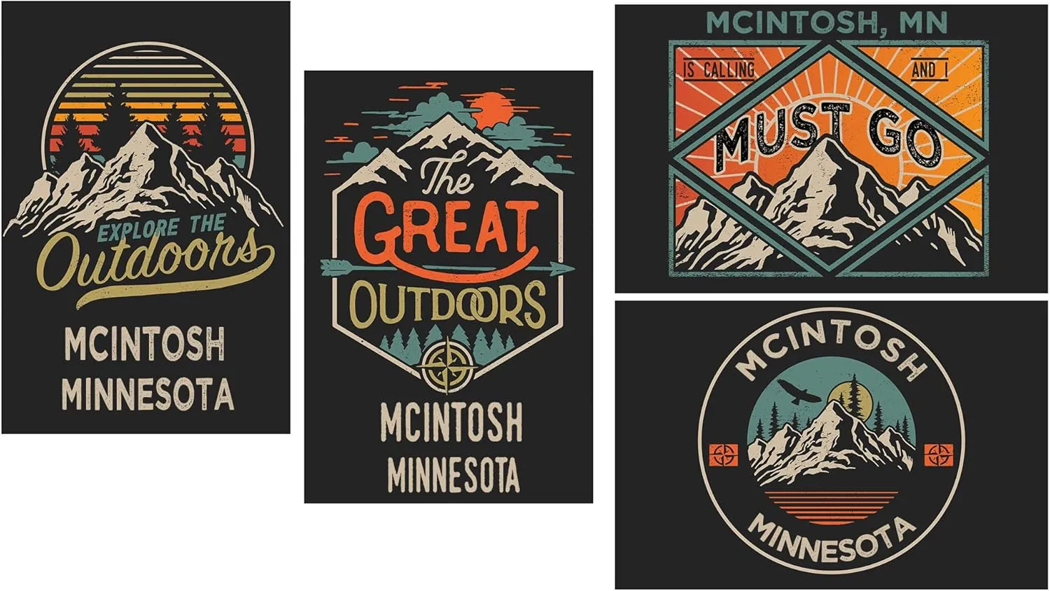 R and R Imports Mcintosh Minnesota Souvenir 2x3 Inch Fridge Magnet The Great Outdoors Design 4-Pack