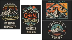 R and R Imports Mcintosh Minnesota Souvenir 2x3 Inch Fridge Magnet The Great Outdoors Design 4-Pack