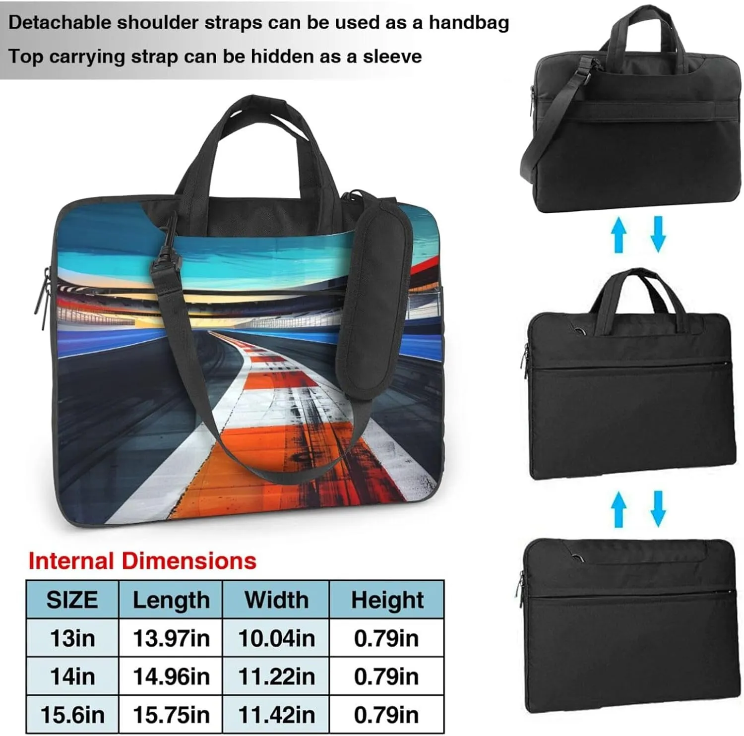 Race Track Printed Laptop Tote Bag Travel Business Computer Bag Work Bag for Men Women