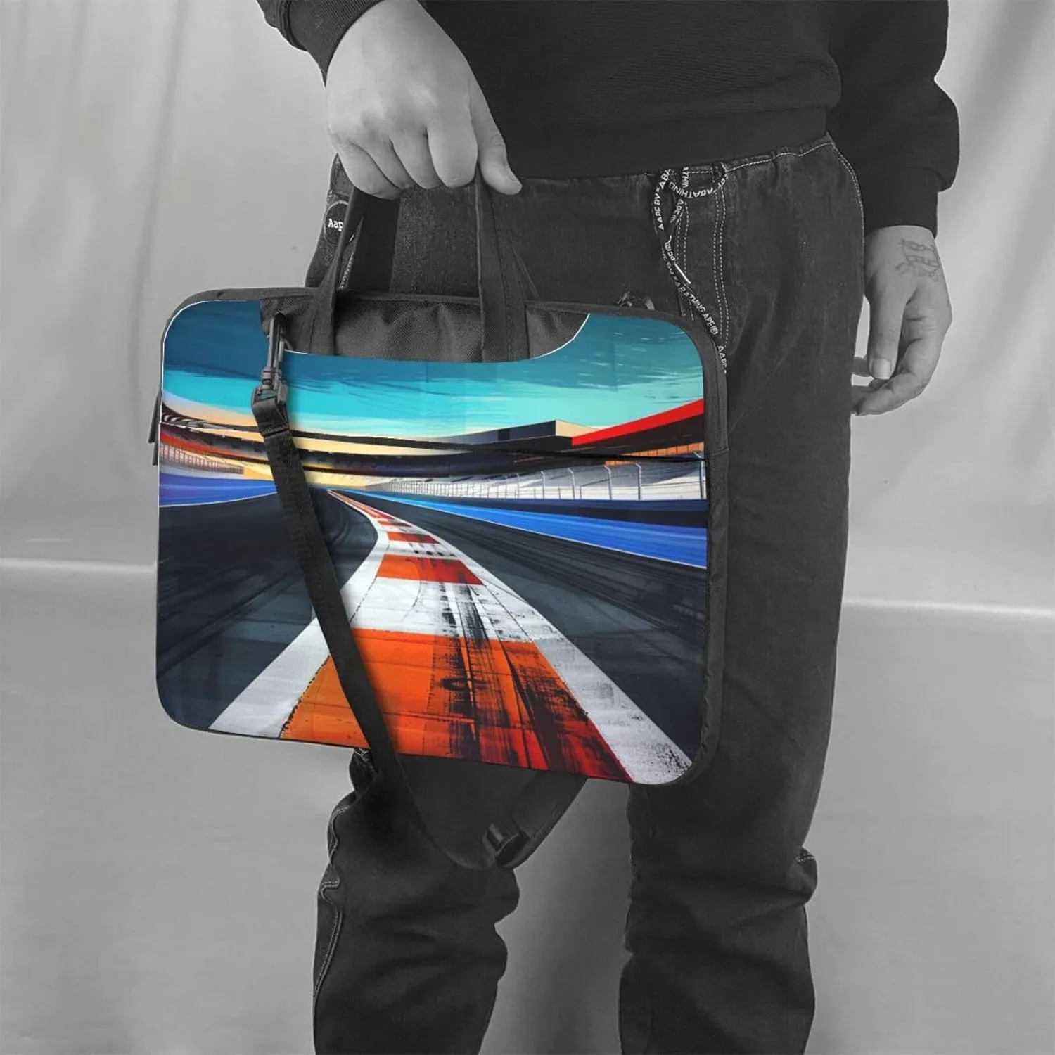 Race Track Printed Laptop Tote Bag Travel Business Computer Bag Work Bag for Men Women