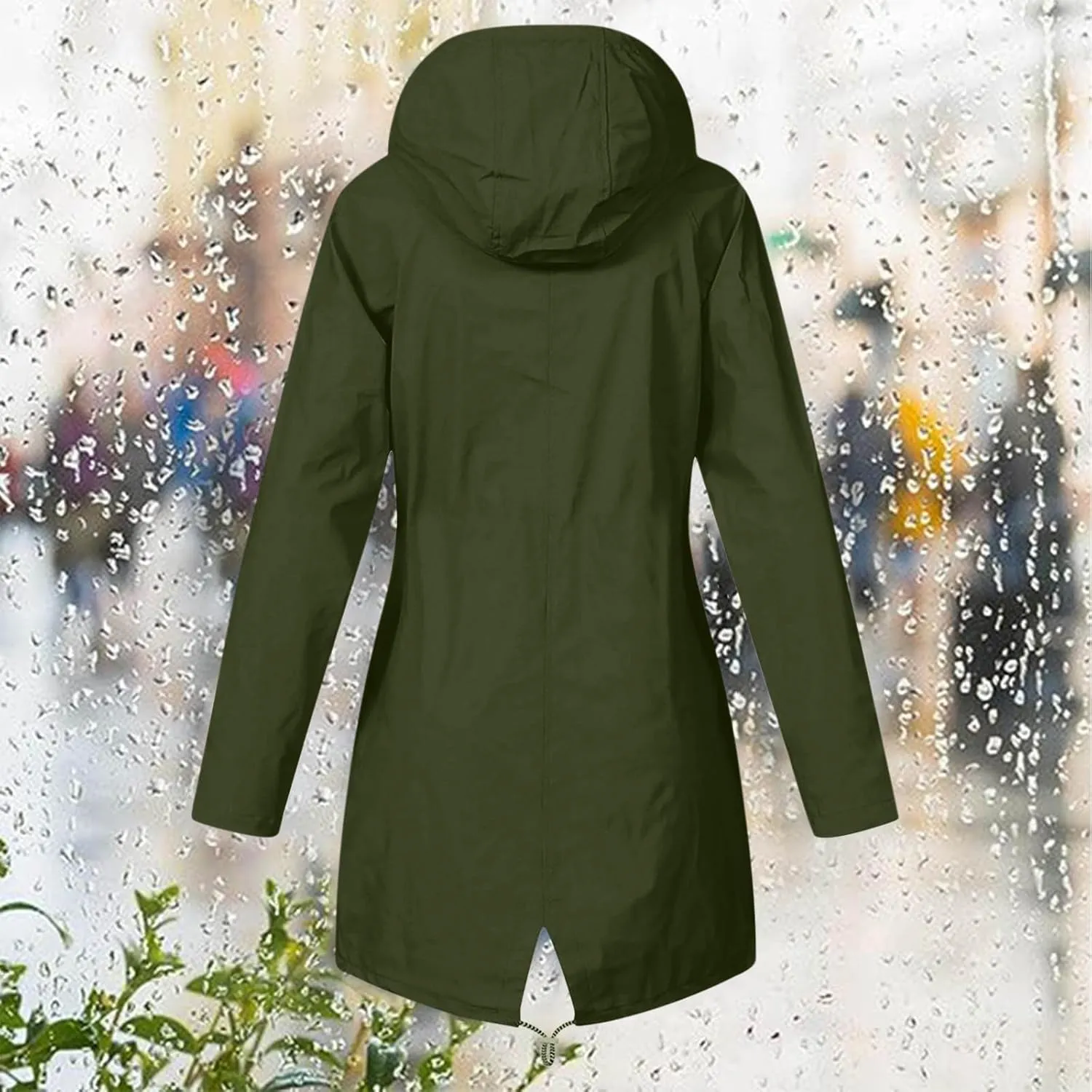 Rain Jacket Women Lightweight Raincoat Waterproof Windbreaker Striped Climbing Outdoor Hooded Trench Coats 2024