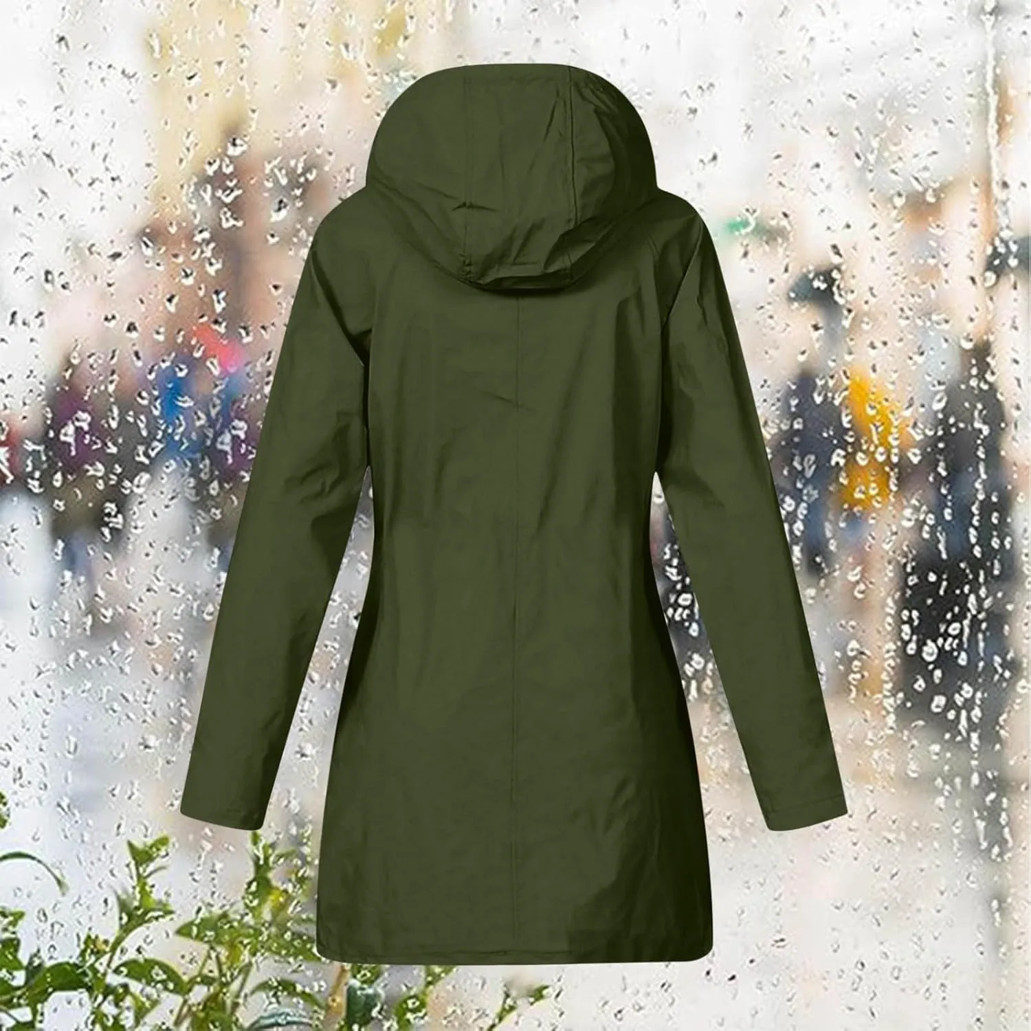 Rain Jacket Women Lightweight Raincoat Waterproof Windbreaker Striped Climbing Outdoor Hooded Trench Coats 2024
