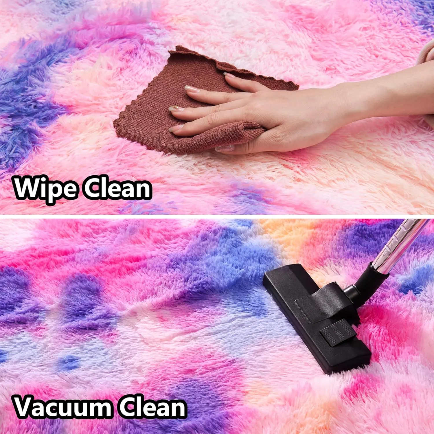 Rainbow Rug - 2 x 4' Non-Slip Height Pile 1.4" Plush Rug Rubber Back - Throw Rugs Carpet for Bedroom - Multicolor