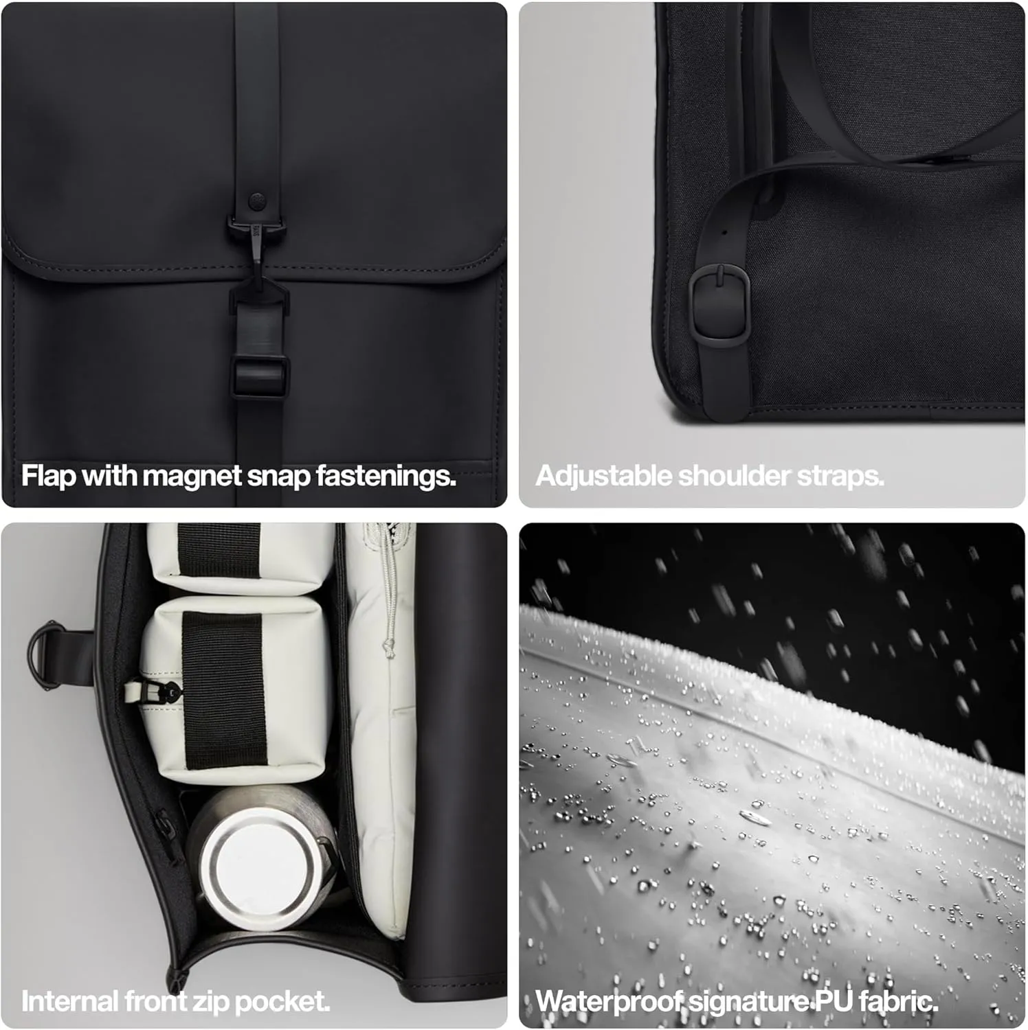 RAINS Backpack Micro - Waterproof Backpack for Men and Women - Laptop Bag for Work or Travel Black