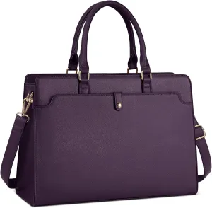 RAINSMORE Laptop Bag for Women 15.6 Inch Laptop Tote Bag Leather Work Bag Waterproof Womens Briefcase Business Office Computer Tote Bag Large Capacity Handbag Purple