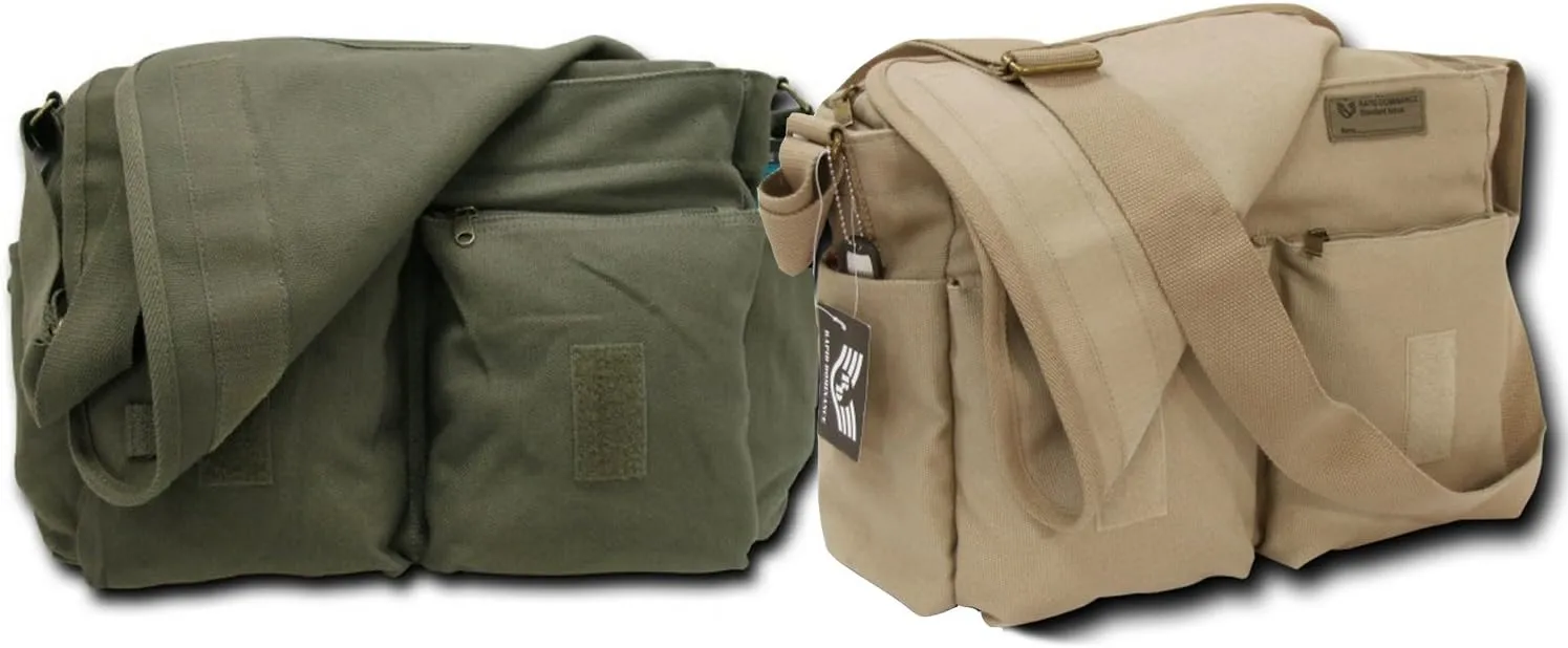 Rapid Dominance Classic Military Messenger Bag (19 inch, 2 Pack - Olive and Khaki)