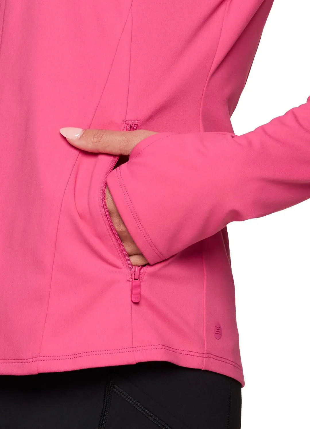 RBX Active Running Jacket for Women, Lightweight Zip Up Mock Neck Yoga Jacket With Zipper Pockets