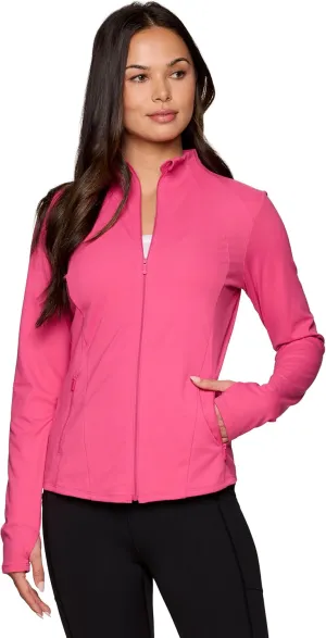 RBX Active Running Jacket for Women, Lightweight Zip Up Mock Neck Yoga Jacket With Zipper Pockets