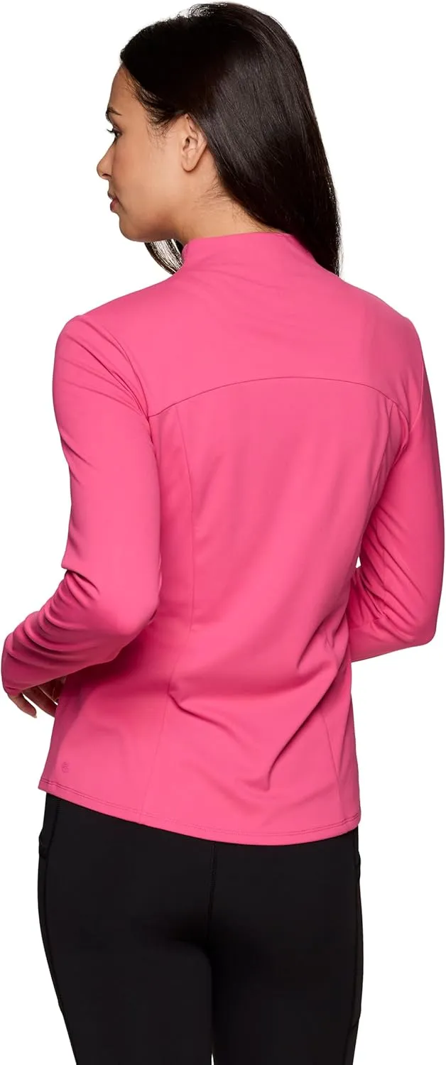 RBX Active Running Jacket for Women, Lightweight Zip Up Mock Neck Yoga Jacket With Zipper Pockets