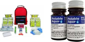 Ready America 70280 72 Hour Emergency Kit, Red and Potable Aqua Water Purification, Water Treatment Tablets - 50 Count Twin Pack
