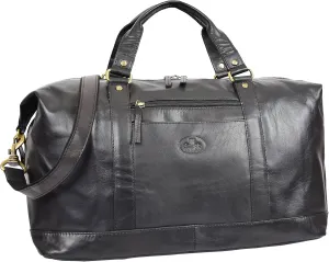 Real Leather Holdall Black Sports Weekend Cabin Size Travel Duffle Bag Atlanta, Black, M, Travel Duffle