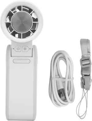 Rechargeable Handheld Fan, Wind Semiconductor Cooling Mini Quiet Personal Fan for Indoor Travel Beach Camping (White)