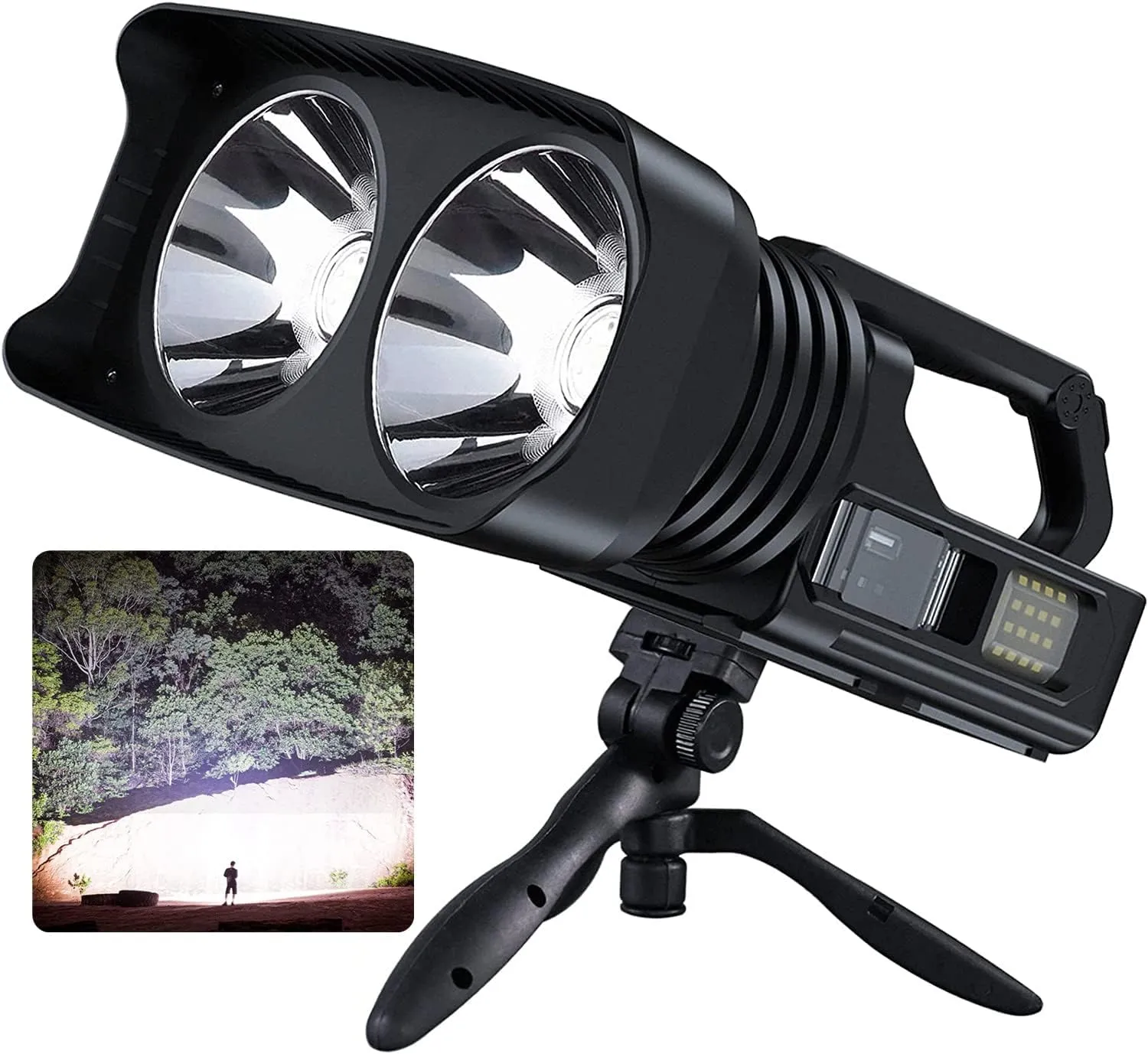 Rechargeable LED Spotlight Flashlights 100000 High Lumens Searchlight,Super Bright Tactical Handheld Flashlights With COB Light and Tripod,10 Modes Waterproof Hunting Spotlight for Camping Emergencies