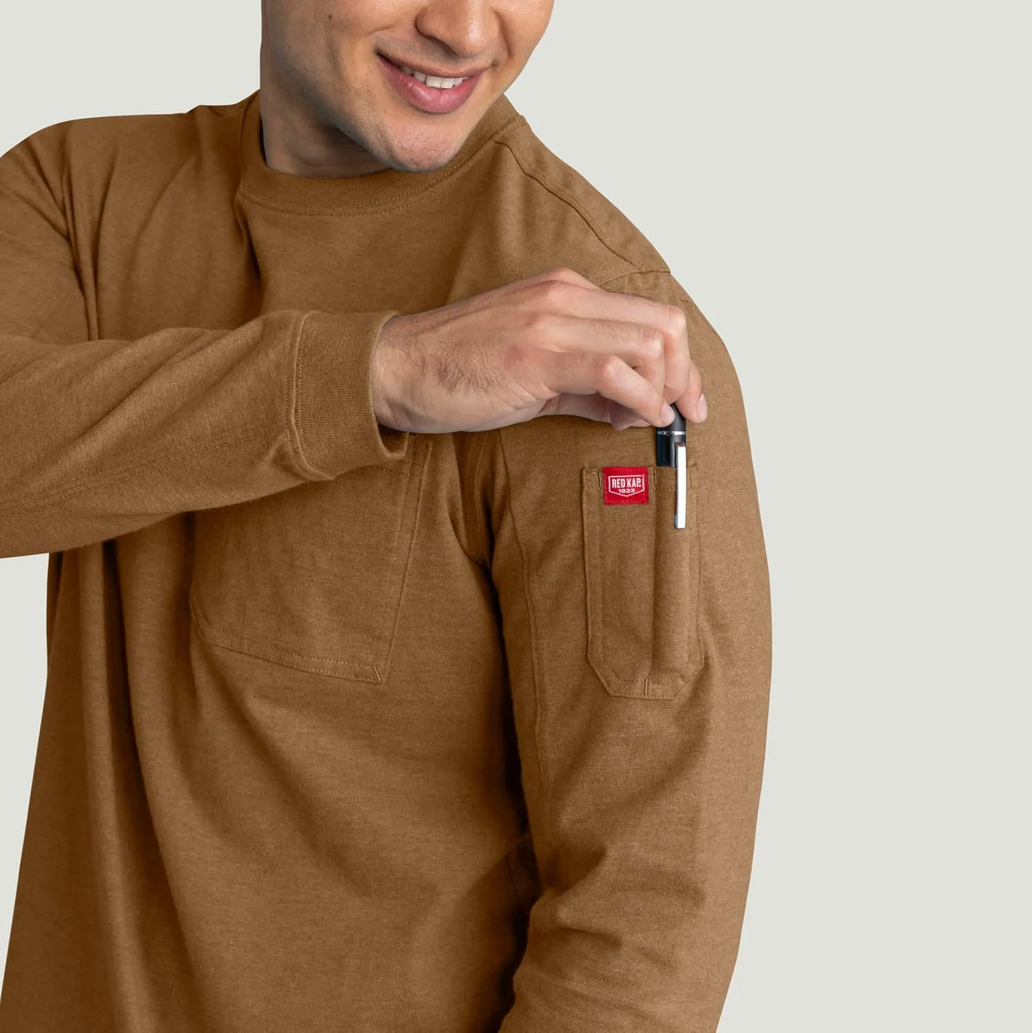 Red Kap Men's Long Sleeve Heavyweight Slim Fit Cotton T-Shirt