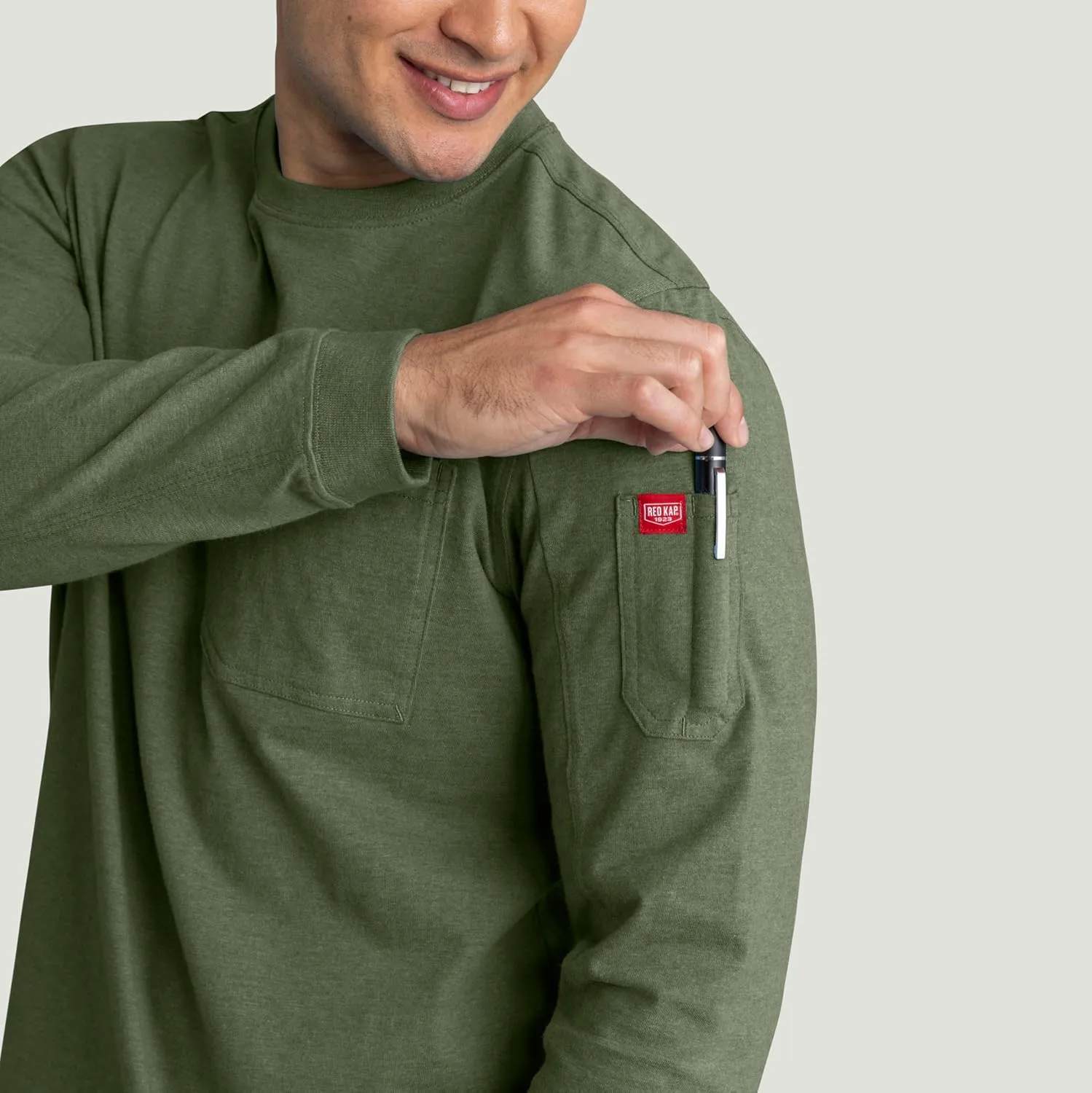 Red Kap Men's Long Sleeve Heavyweight Slim Fit Cotton T-Shirt