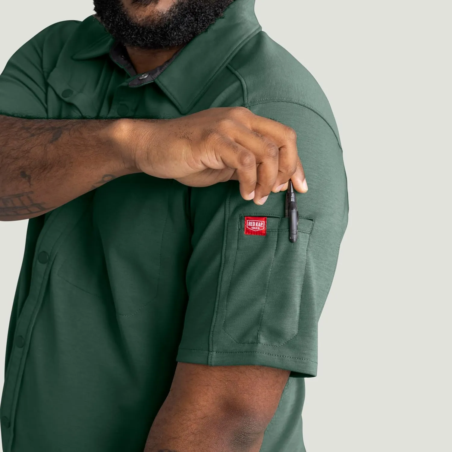 Red Kap Men's Snap Front Jersey Short Sleeve Work Shirt