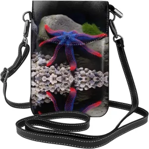 Red Tentacle Starfish Printing Leather Crossbody Flap Phone Bag - Versatile Gift for Women Walking, Camping, Shopping, and Travel