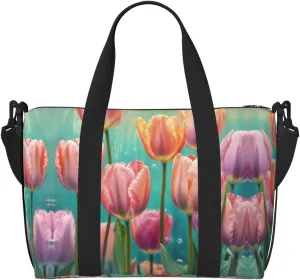 Red Tulips Print Versatile Gym Sports Bag,Companion For Your Journeys And Fitness Routines