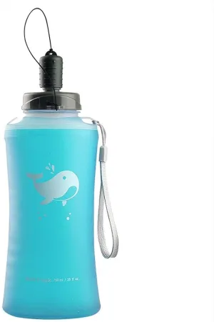 Refillable Water Bottles Collapsible Silicone Water Bottle, Outdoor Portable Water Bottles With Scale For Sports Fitness/Climbing, 750ml/25oz Sports Water Bottle (Color : B-Light Blue)