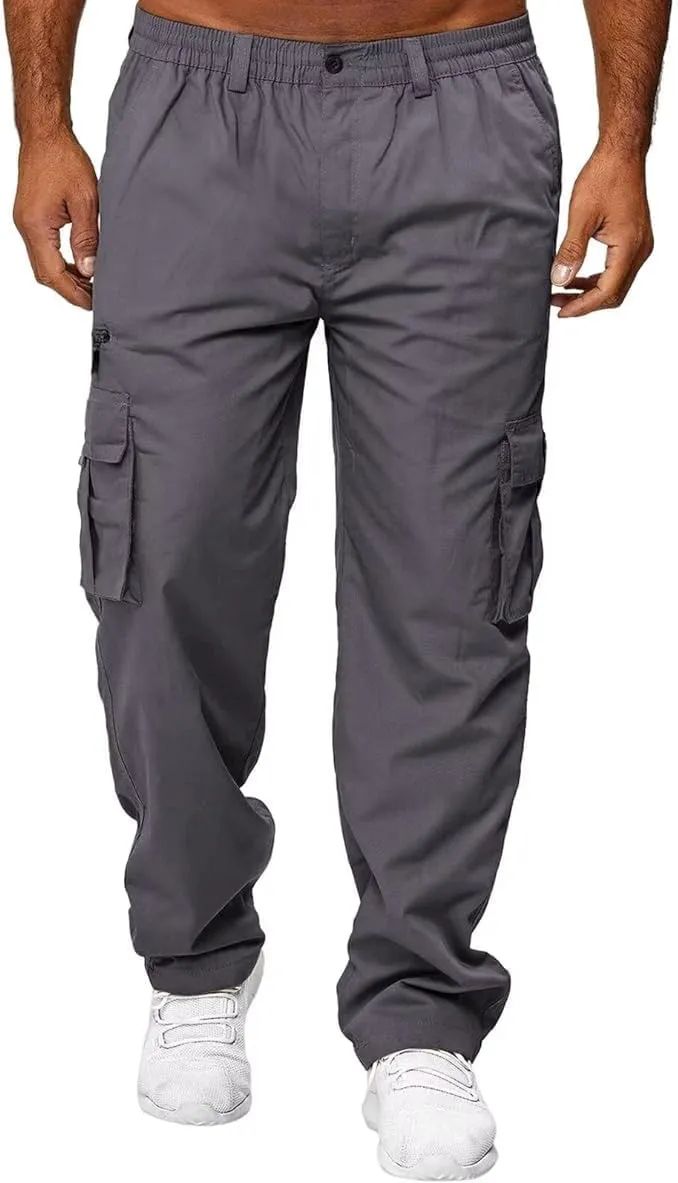 Rela Bota Mens Outdoor Hiking Pants Cargo Pants Joggers Athletic Pants Tactical Trousers Elastic Waist Lightweight