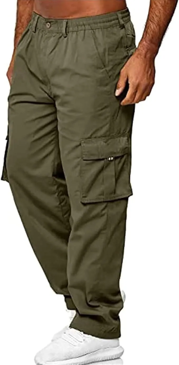 Rela Bota Mens Outdoor Hiking Pants Cargo Pants Joggers Athletic Pants Tactical Trousers Elastic Waist Lightweight