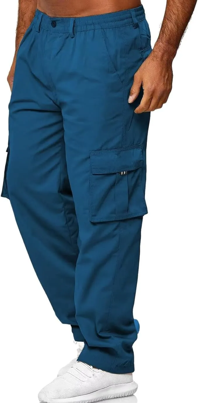 Rela Bota Mens Outdoor Hiking Pants Cargo Pants Joggers Athletic Pants Tactical Trousers Elastic Waist Lightweight