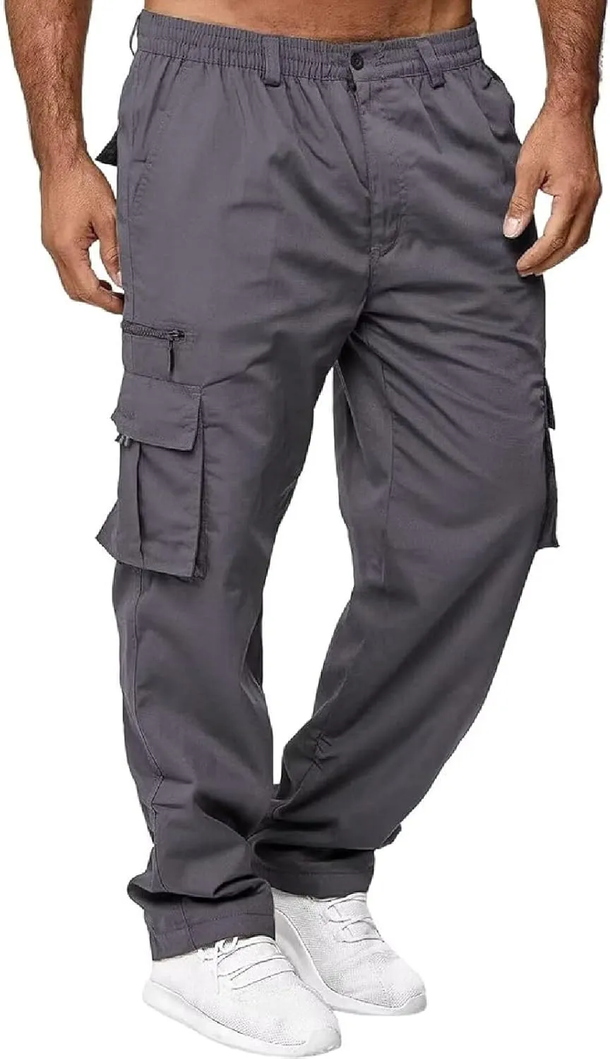 Rela Bota Mens Outdoor Hiking Pants Cargo Pants Joggers Athletic Pants Tactical Trousers Elastic Waist Lightweight