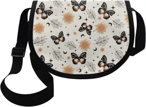 Renewold Cute Butterflies Print Crossbody Purse for Kids Crossbody Cross Body Handbags Cell Phone Wallet Cards Shoulder Bag with Adjustable Strap Messenger Bags Portable for Trip Running School