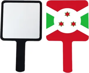 Republic of Burundi Flag Hand Mirror - Travel Makeup Beauty Vanity Mirror Portable Square Handheld with Handle for Women Daily Makeup Black 12×22Cm