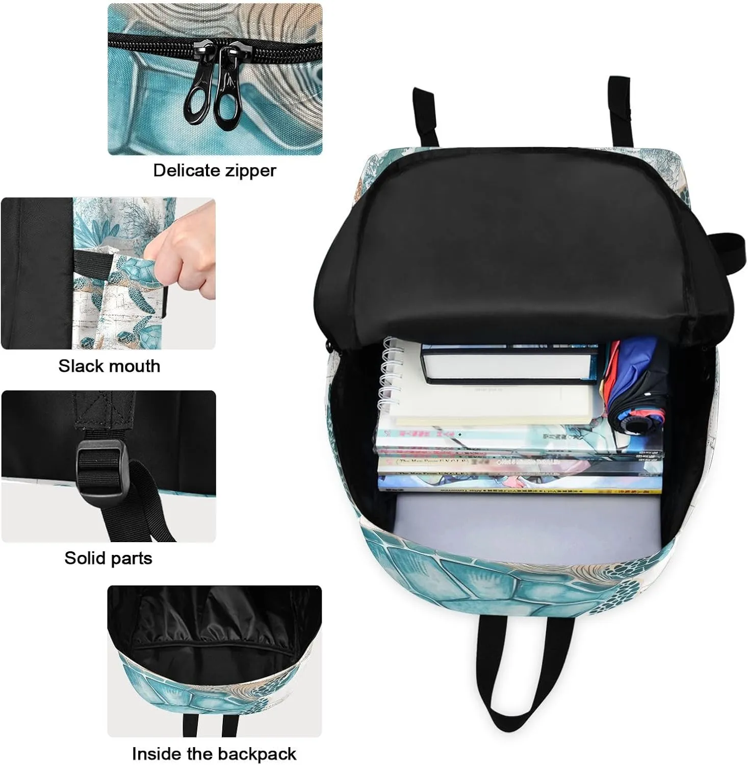 Retro Sea Turtle Nautical Map Backpack Set with Lunch Bag for Girls Boys Elementary Primary School Kids Lightweight Daypack Set