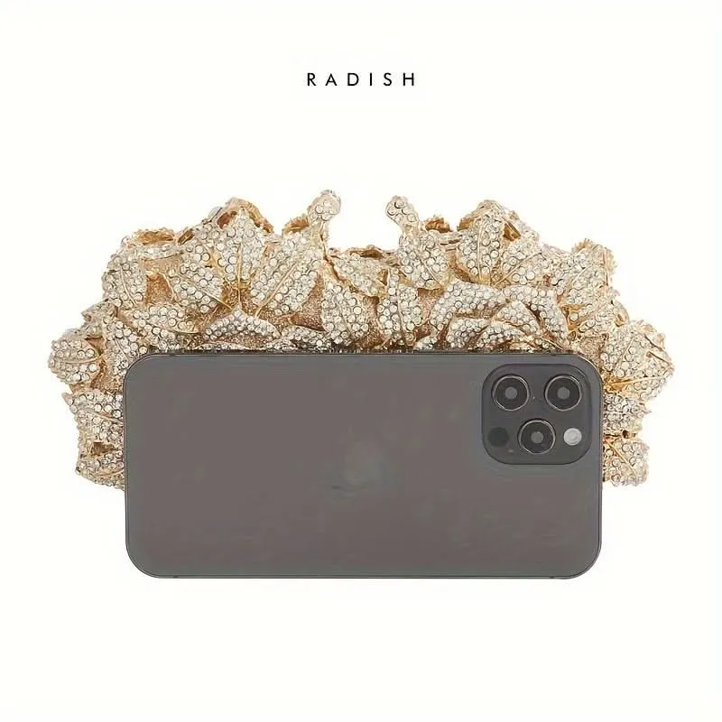 Rhinestone Floral Evening Clutch with Strap